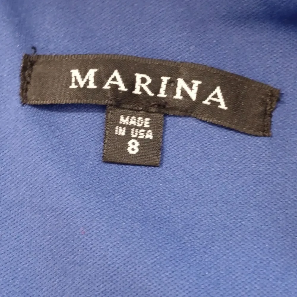 MARINA Dark Blue Ruffle Formal Wide Leg  Jumpsuit - Picture 10 of 13